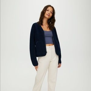 Aritzia Wilfred Free Short Sherpa Liner Jacket Navy Size Small
